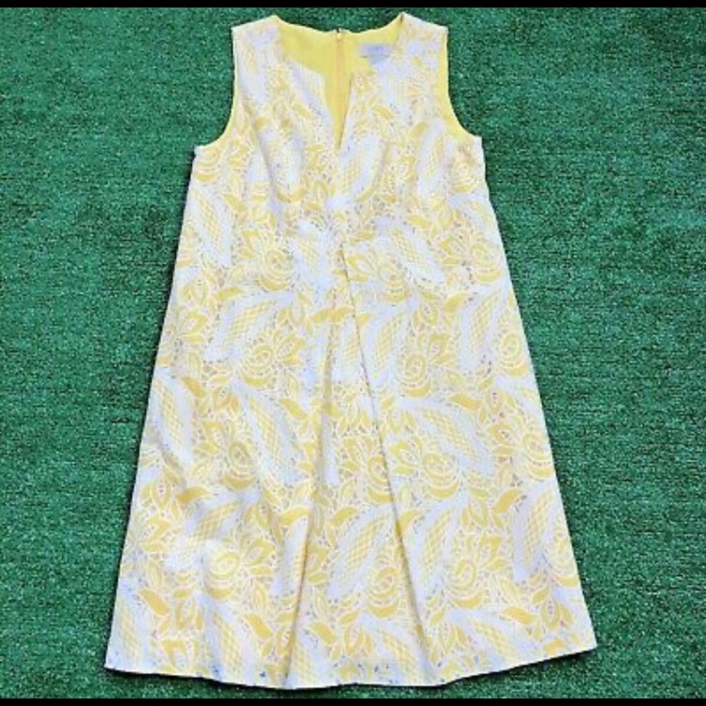 LOFT yellow and white lace dress